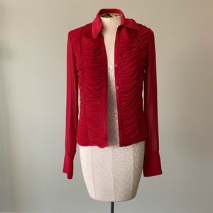 ABS by Allen Shwartz Red Button Up Top